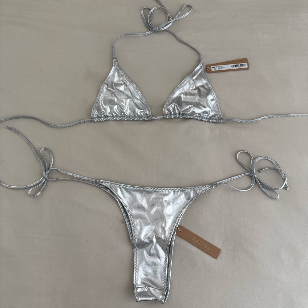 SKIMS Metallic Silver Bikini
